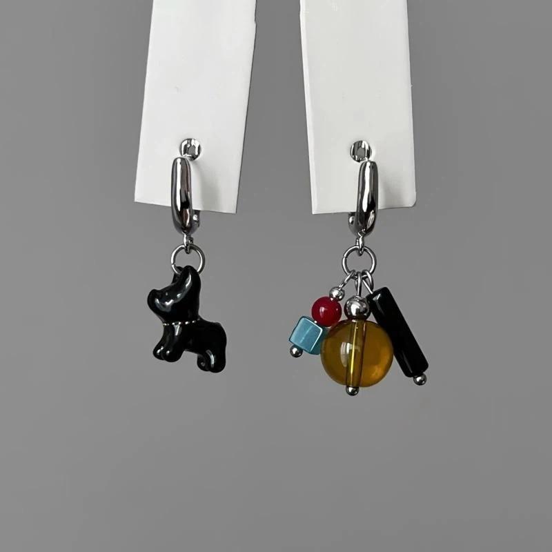 

Asymmetric Handmade Geometric Candy Beads Ins Drop Earrings Women Fashion Dopamine Colorful Metal Earrings Gift 02