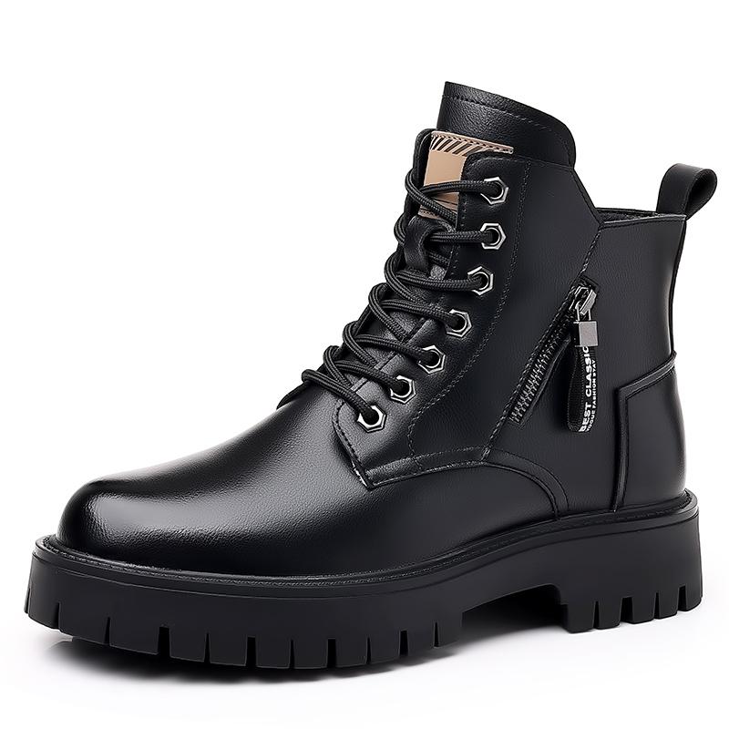 Autumn and winter men's leather boots Fashionable casual and versatile style office Outdoor party motorcycle thick soled shoes