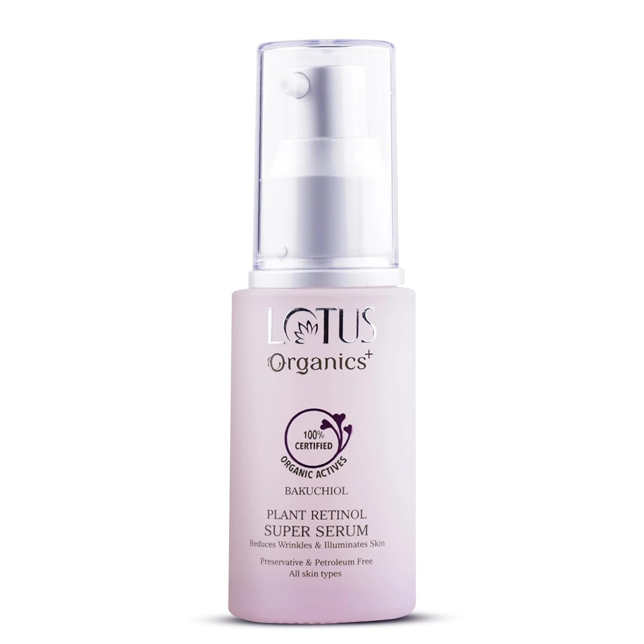 Lotus Organics+ Bakuchiol Plant Retinol Super Serum | 100% Certified Organic Bakuchiol Brightening Face Serum | Anti Ageing, Pore Minimizing & Hydr