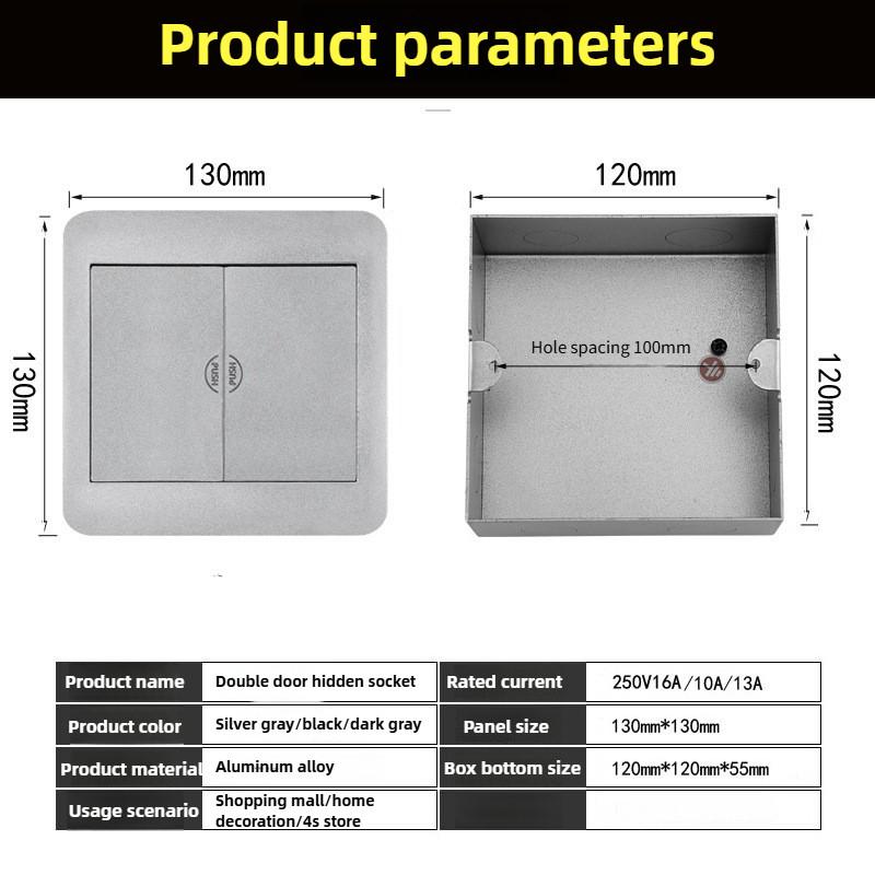 13A Three Hole Household Waterproof Ground Socket Multi Functional Embedded Socket Charging Power Socket
