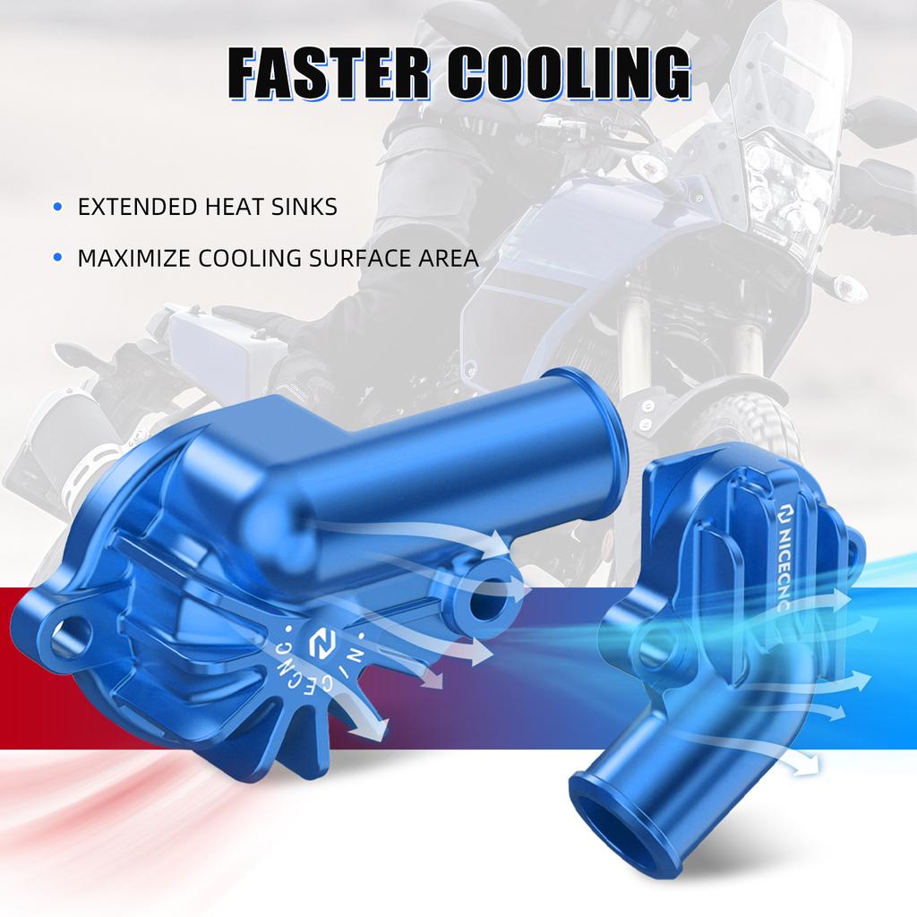 NICECNC ATV Water Pump Inlet Outlet Cover Kit For Yamaha Raptor 700 2006-2024 Raptor 700R 2009 2011-2024 Faster Cooling Set