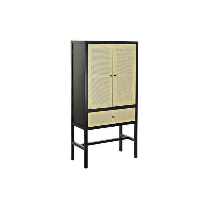 Armoire - DKD Home Decor - 80x38x160 Cm - Sapin Naturel - Noir - 2 Portes - Contemporain