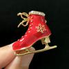 Christmas Classic Enamel Shoe Brooches for Women Unisex Rhinestone Decoration Pin Event Party New Year Gifts Jewelry Accessories