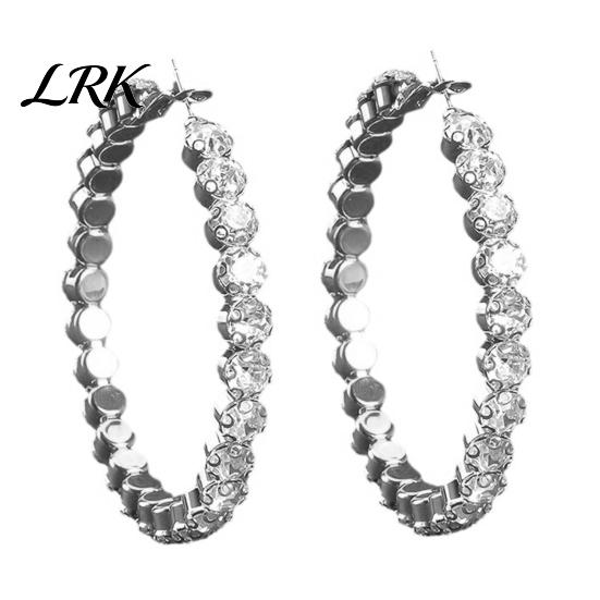 Long-lasting Shine Earrings 1 Pair C-shaped Earrings, Full Rhinestone C-Ring Design Stud Alloy Plated Bezel Setting Technology Hoop for Jewelry