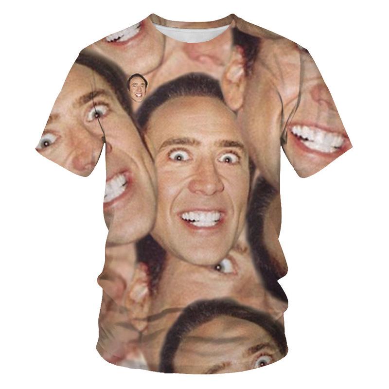 Round Neck 3D Character Pattern Print T-shirts Casual Short Sleeved Men's T-shirts - Soft Medium Stretch Polyester Fabric Summer Relaxed Fit Clothing