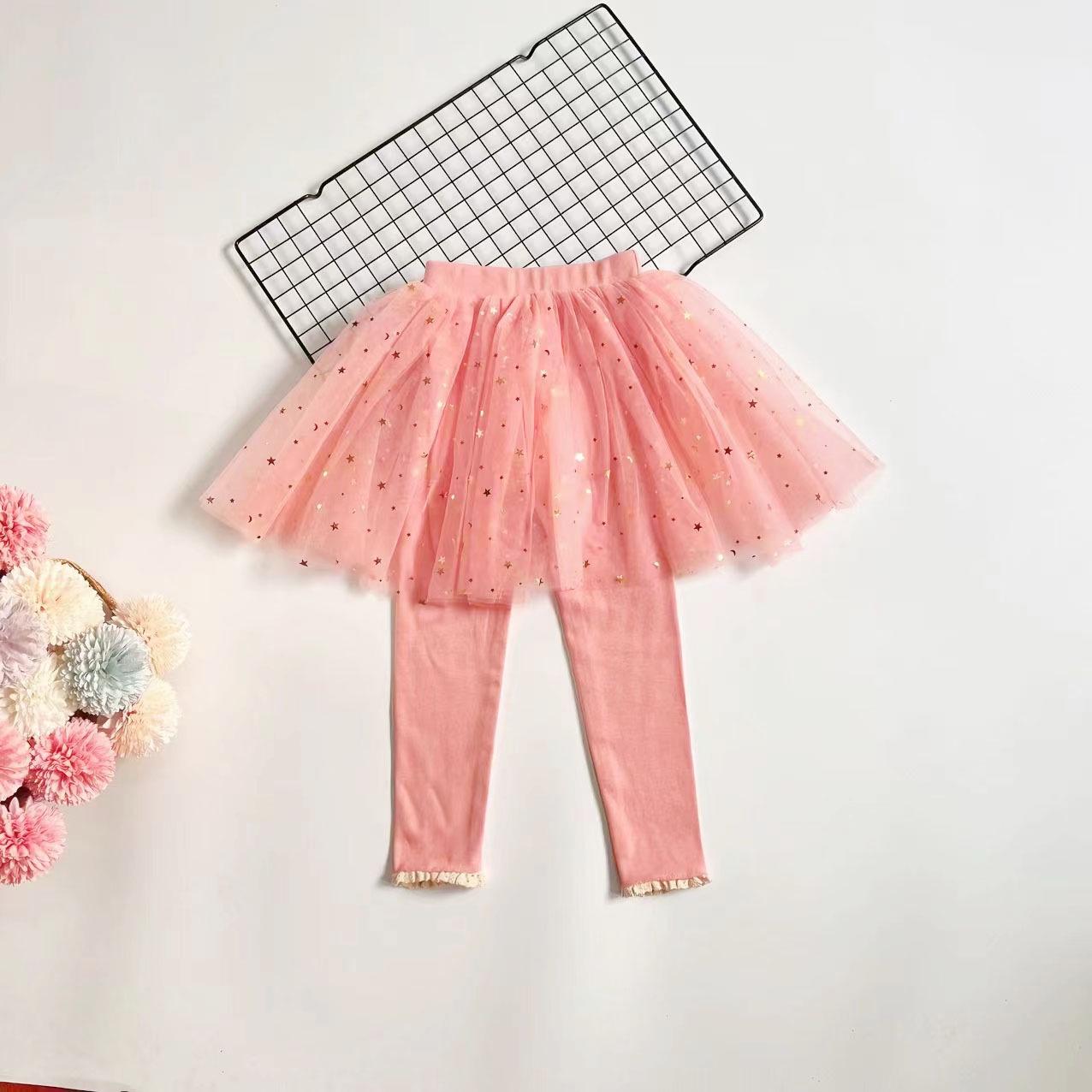 

Милые повседневные брюки-юбка для девочек - Весенне-осенний двухпредметный образ, леггинсы 110 cm розовый