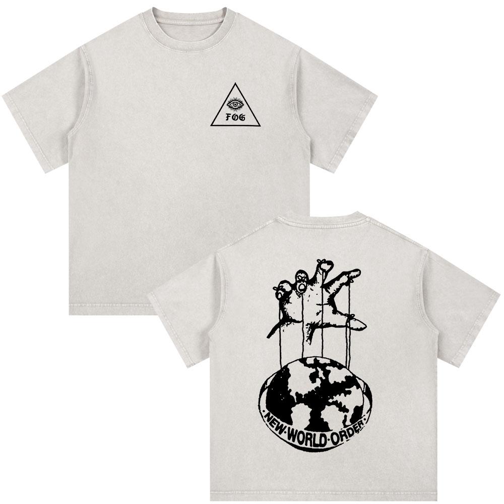 Forward Observations Group Skeleton Skull Vintage Washed Tshirt Men Clothing Fashion Gothic Oversized Casual T Shirt Streetwear