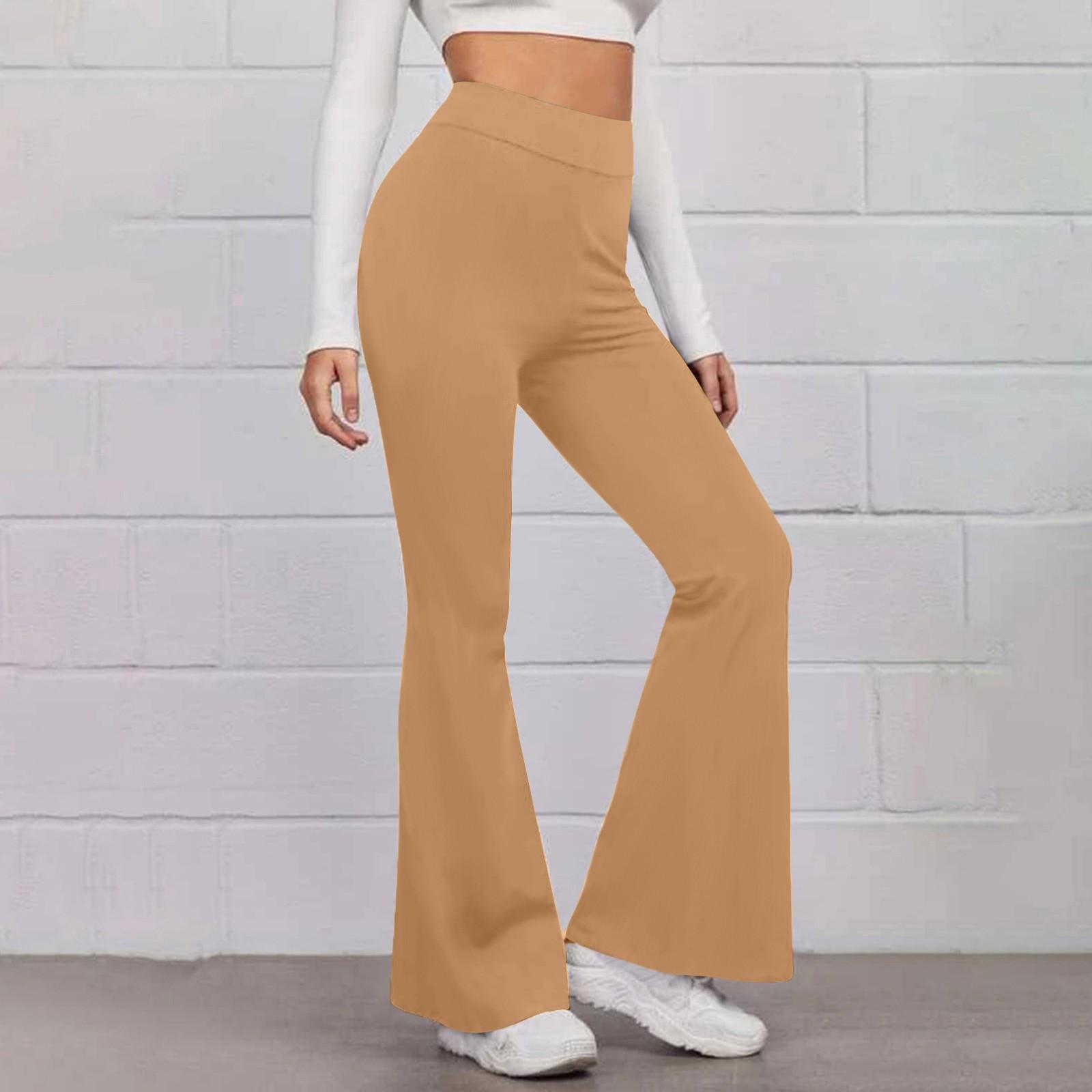 

Женские однотонные брюки для йоги с эластичной резинкой на талии, спортивные расклешенные повседневные брюки для бега S хаки