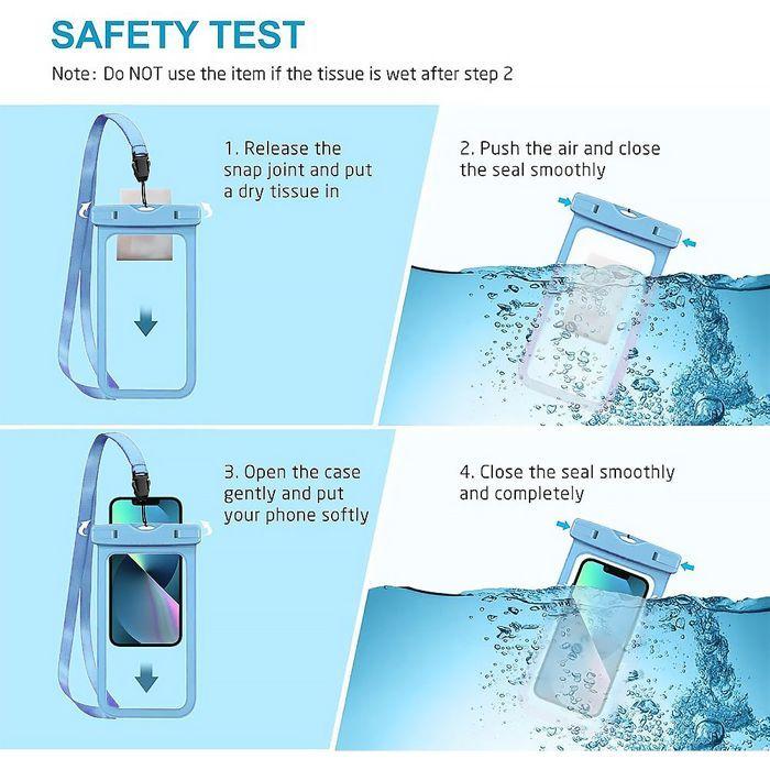 Sac Étanche pour Samsung Galaxy S25 Edge S25+ S25 S24 Ultra S24 FE S23 FE S22 S21 S10, Housse Waterproof IPX8 - Bleu