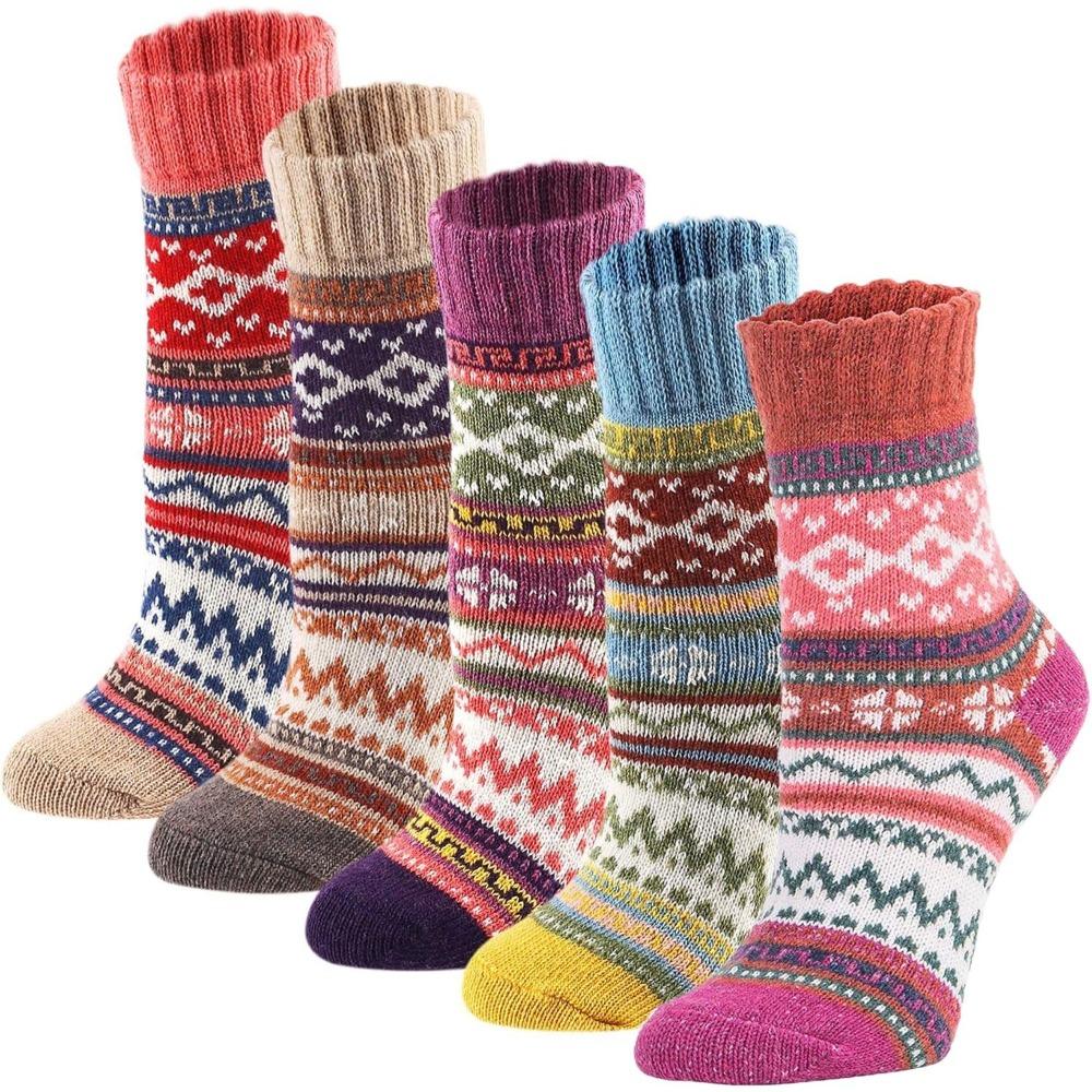 5 Pairs of Luxuriously Soft Thermal Socks Insulated for All-Weather Warmth Durable Stylish for Casual Outdoor and Sports Fall Winter Socks