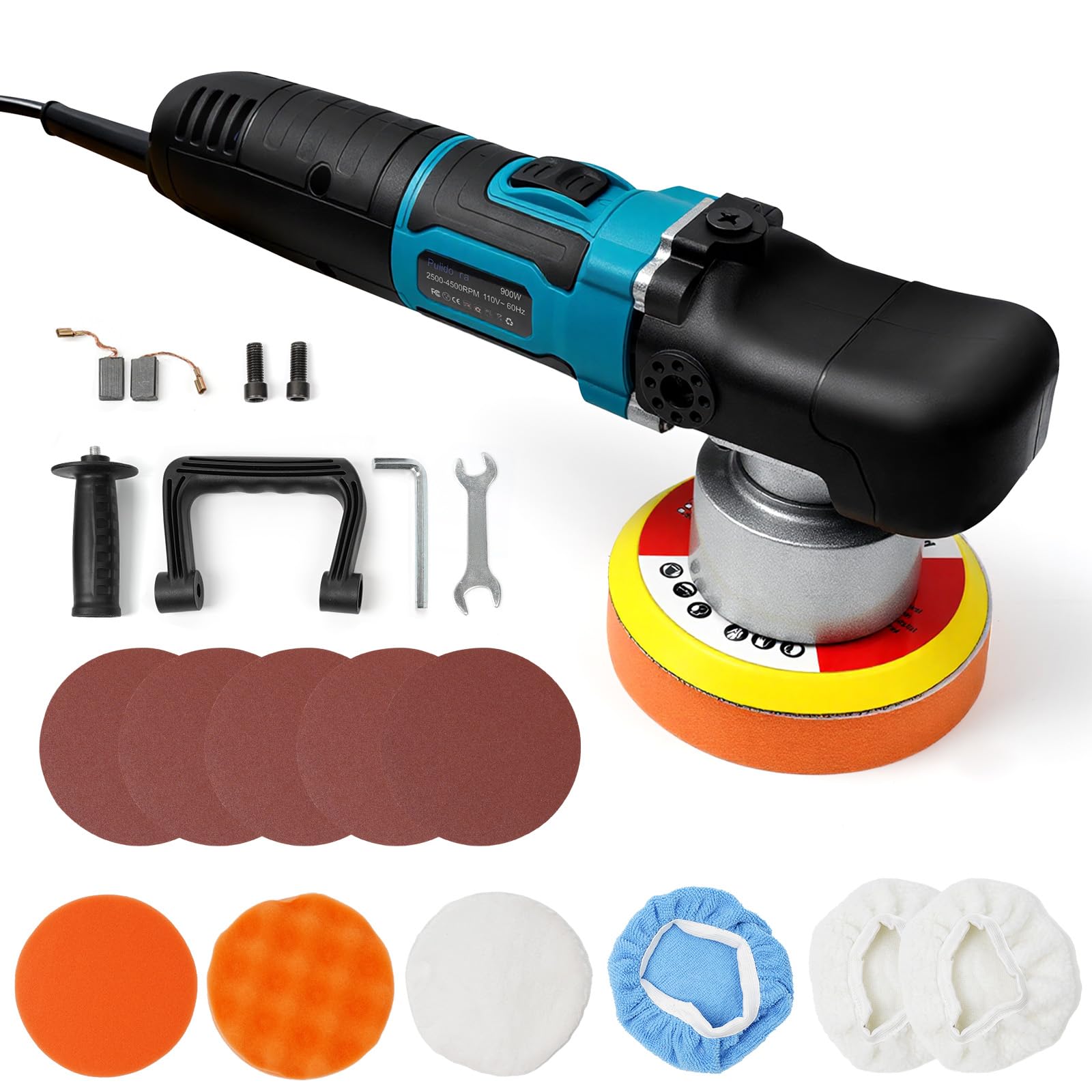 

Полировальная машинка с 8-мм эксцентриковой электрической полировальной машинкой для автомобилей и для царапин на зеркале автомобиля, ржавчины автомобиля, металла и включает в себя японский сетевой, орбитальный двойного действия, синий