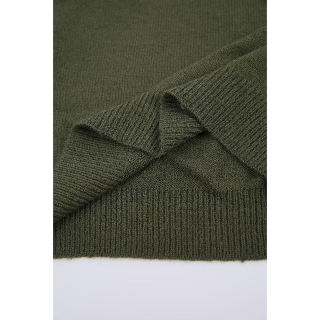 Solid Color Loose Knit Top Semi High Neck Pullover Long Sleeved Sweater Women Autumn and Winter