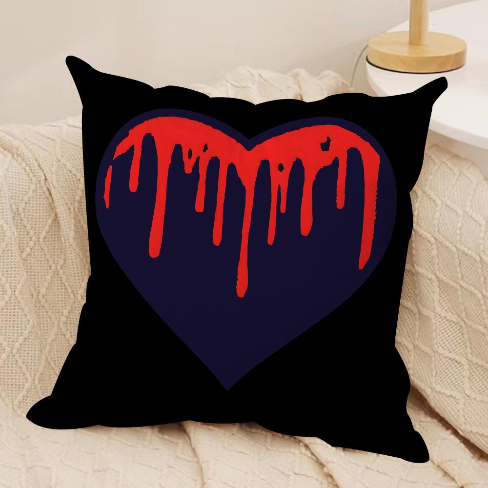 Cool Skull Heart Cushion Cover Silky Short Plush DoubleSided Printed Pillow Case for Sofa All Seasons Home Decor Gift