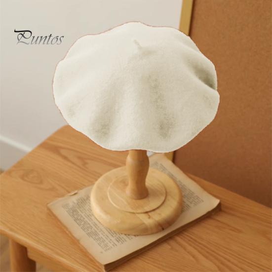 Women Beret Vintage Solid Color Painter Hat Wool Blend French Style Artist Cap Lightweight Headwear for Party Outdoor