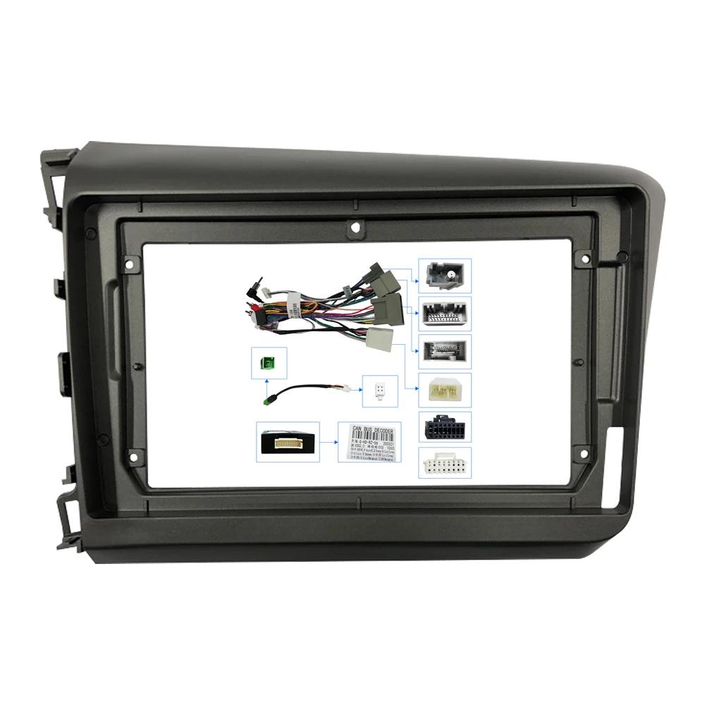 9 tommers bilradio multimedia alt-i-ett-ramme for Honda Civic 2012 2013 2014 2015 Canbus Box Decoder Dashboard Panel