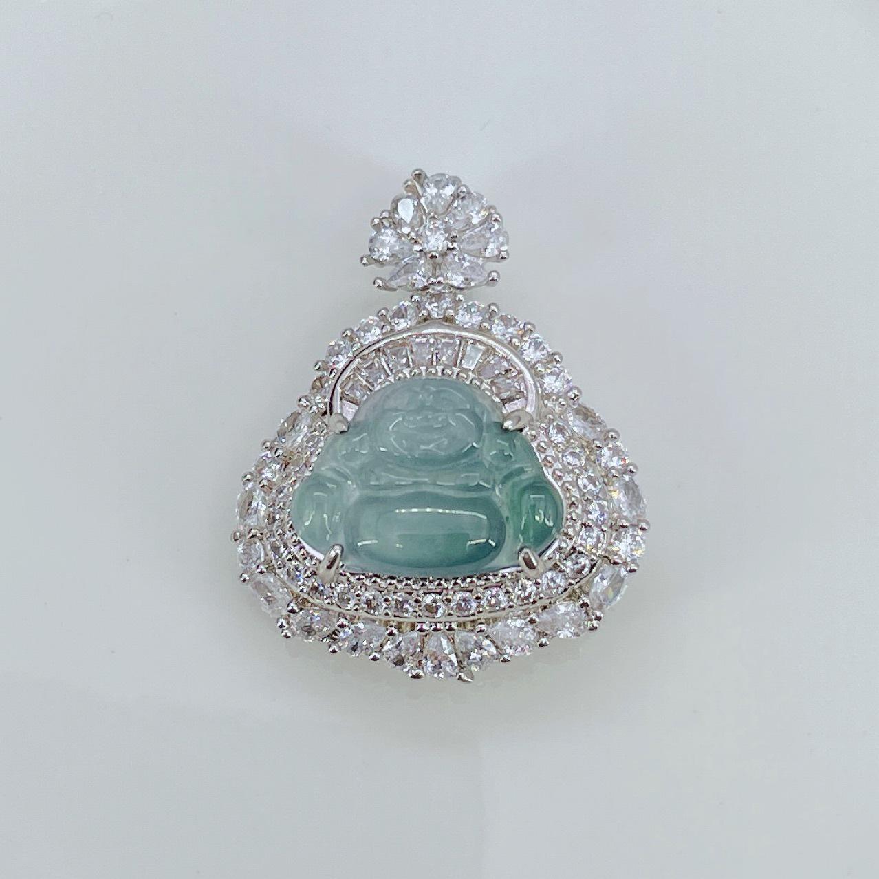 

Подвеска Будда из натурального голубого нефрита с медной инкрустацией в виде Майтреи Jade Pendant Only [Diverse Patterns]