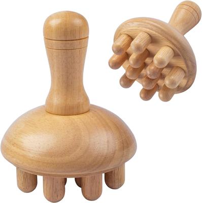 Wooden Mushroom Shape Massager | Manual Wood Therapy Massage Tool, Anti Cellulite, Lymphatic Drainage, Relief Muscle Tension, for Full Body Use