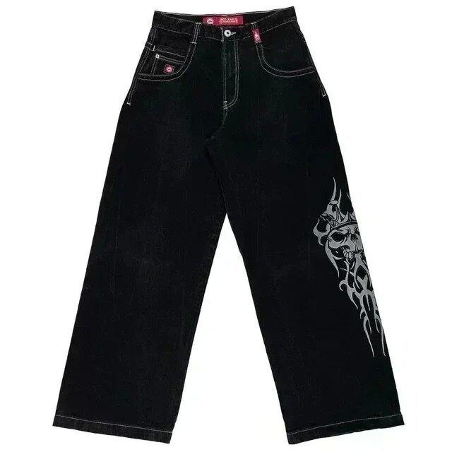 JNCO Jeans Vintage Hip Hop Loose Jeans Men's Gothic High Waist Wide Legs Pants Streetwear