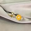 Asymmetrical Daisy & Bee Drip Oil Stud Earrings