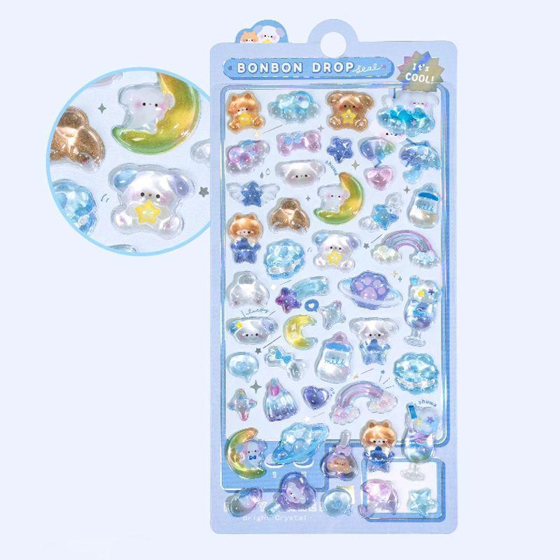 Second Generation Solid 3D Embossed Japanese Cartoon Stickers - Cute Reward Design Solid Blister Box Packaging