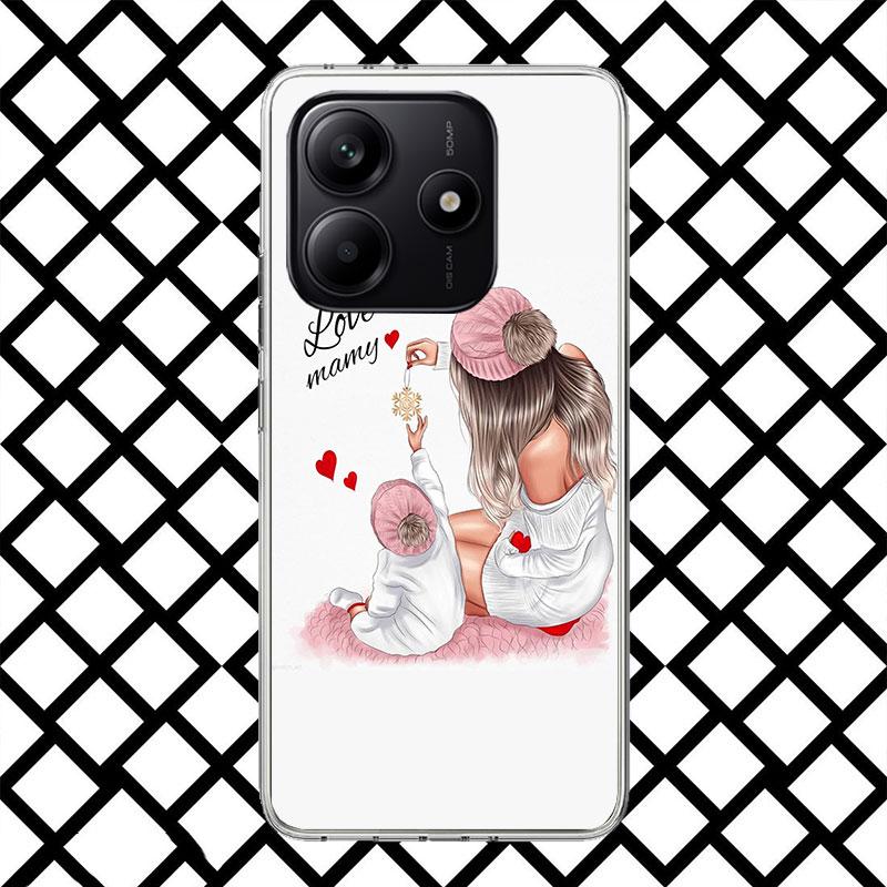 Mama Baby Mädchen Handyhülle für Xiaomi Redmi Note 15 14 14S 13 12 12S 11 Pro Plus 11E 11T 11S 10S 5G Weiche Hülle Fundas Redmi Note