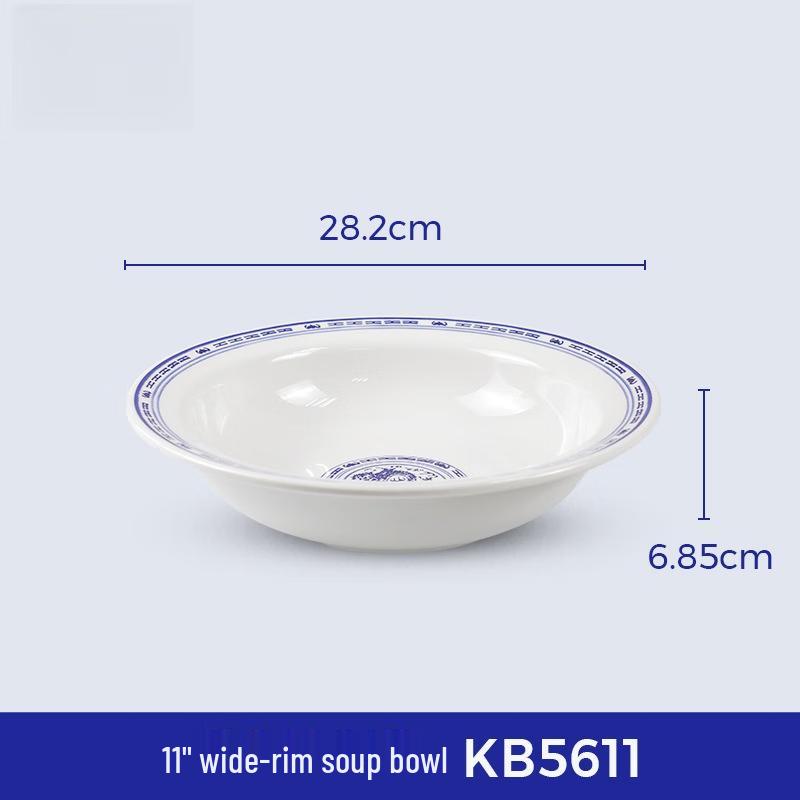 

Wuhe Guochao Dragon Pattern Blue & White Melamine Conical Noodle Bowl, 11-inch