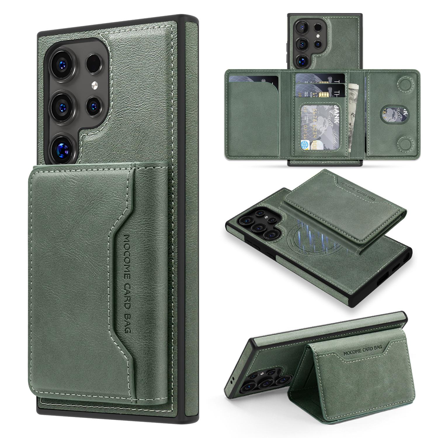 

For Samsung Galaxy S24 Ultra Magnetic Case Leather Back Phone Cover with Detachable Card Bag G