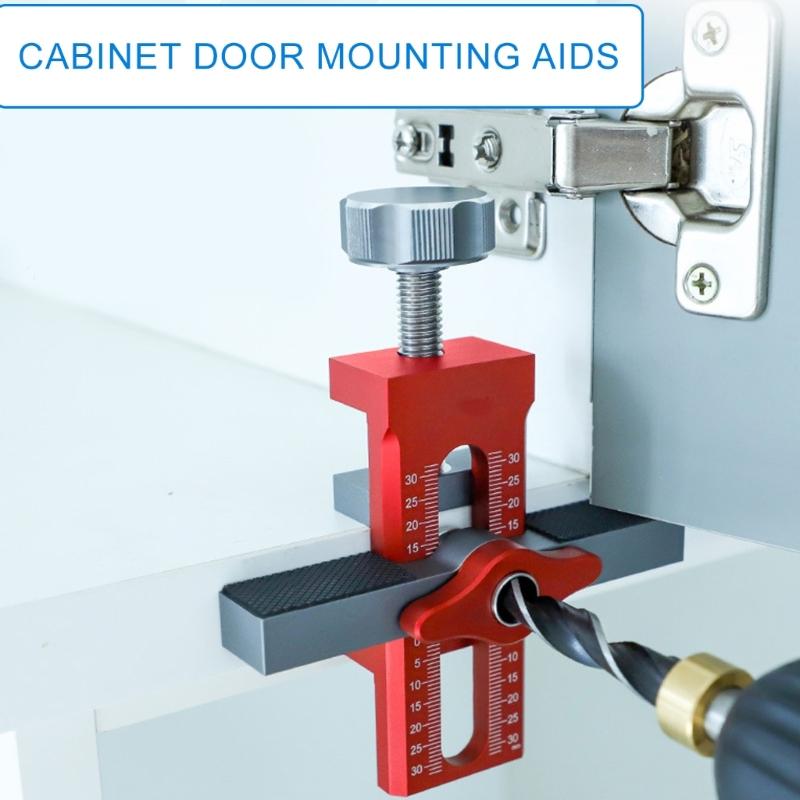 Cabinet Door Installation Positioning Tool Adjustable Length Positioner Mounting Jig Drill Locator for Most Cabinet Door