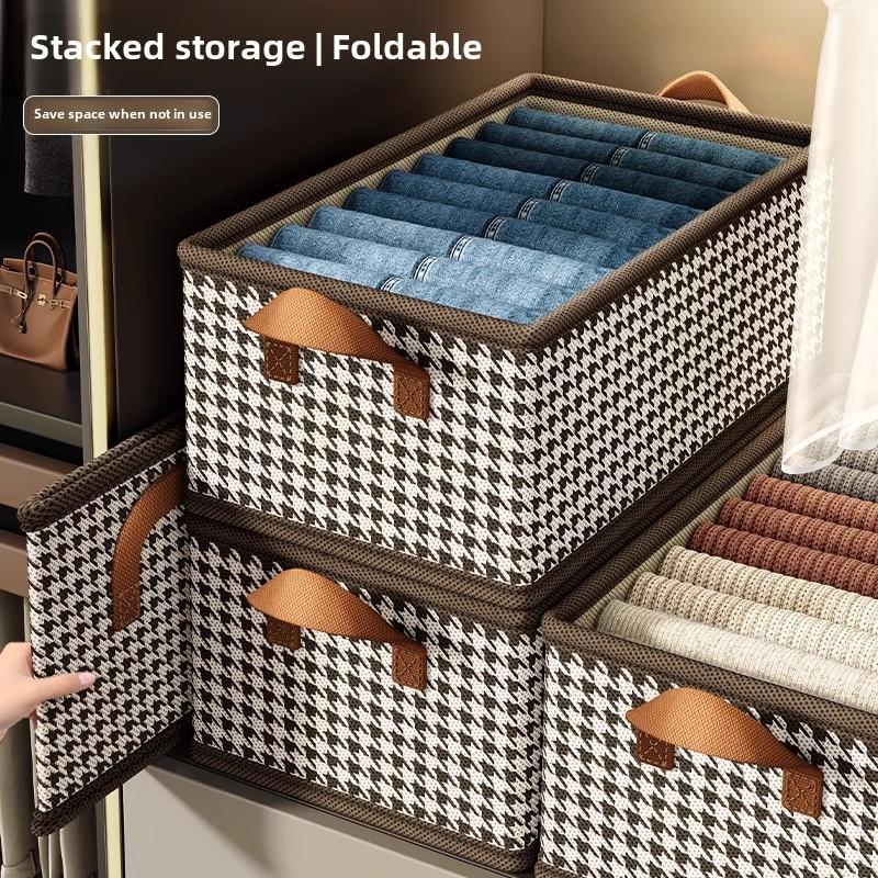Home Foldable Large Capacity Thousand Bird Grid Storage  Dustproof and Miscellaneous  Wardrobe Pants Storage Box