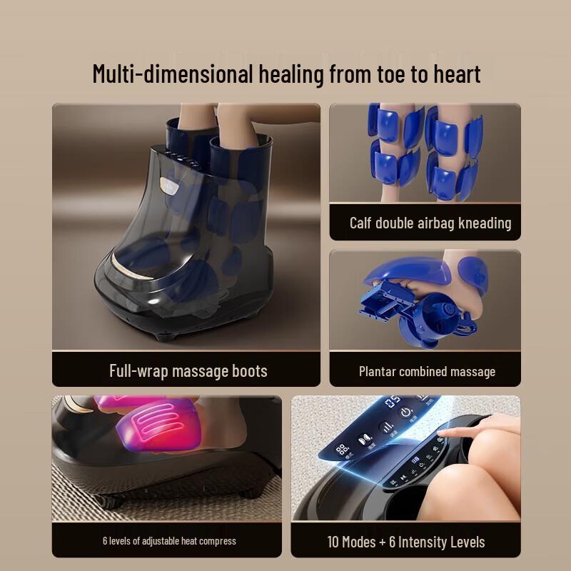 AUX Boot-Style Air Compression Foot Massager with Heat & Scraping