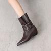 Fashion New Autumn Winter Split Leather Women Boots Fashion Belt Buckle Western Boots for Women Thick Heel Short Boots Height Increasing