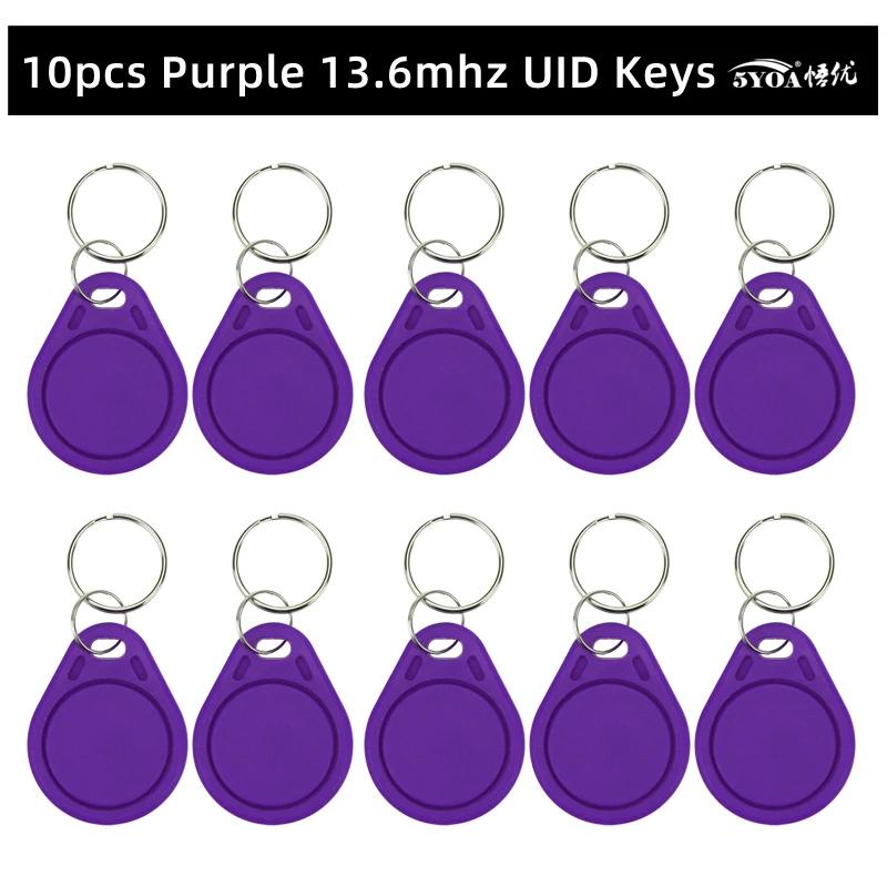 10PCS 13.56Mhz RFID UID Token Copy Keykobs Changeable Attendance Management CUID Clone Keychain Tag For Mif 1k S50 Writable