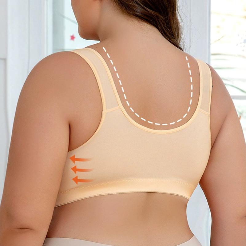 Women's Large Size Printed Front Buckle Bra Comfortable Breathable Vest Underwear