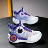 Autumn Mesh Lace-up-free Boys' Sports Shoes, New Rotating Button, Medium and Large Children's Breathable Primary School Basketball Shoes