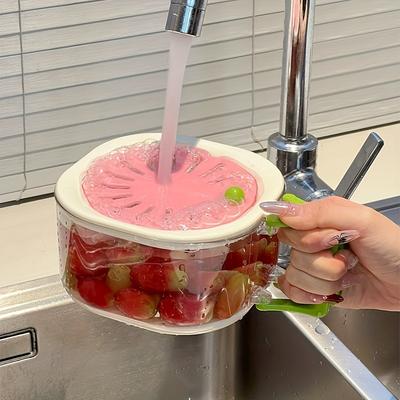 Food Safe Plastic Fruit Washing Basket with Integrated Drainer Collapsible Space Saving Design,  for Washing  Rinsing Fruits, Vegetables