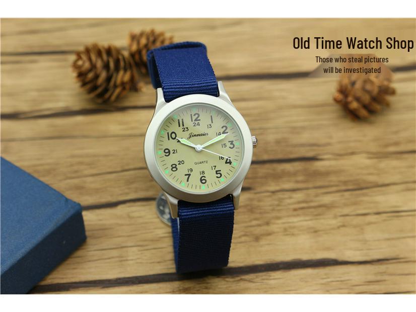 Korean Children's Waterproof Nylon Military Watch - Luminous Quartz Wristwatch for Kids