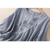 Embroidery Round Neck Summer New Women T-shirt Retro Thin Loose Short Sleeve Blouse Casual Sweet Simple Tops Ladies Office Solid Color Clothing
