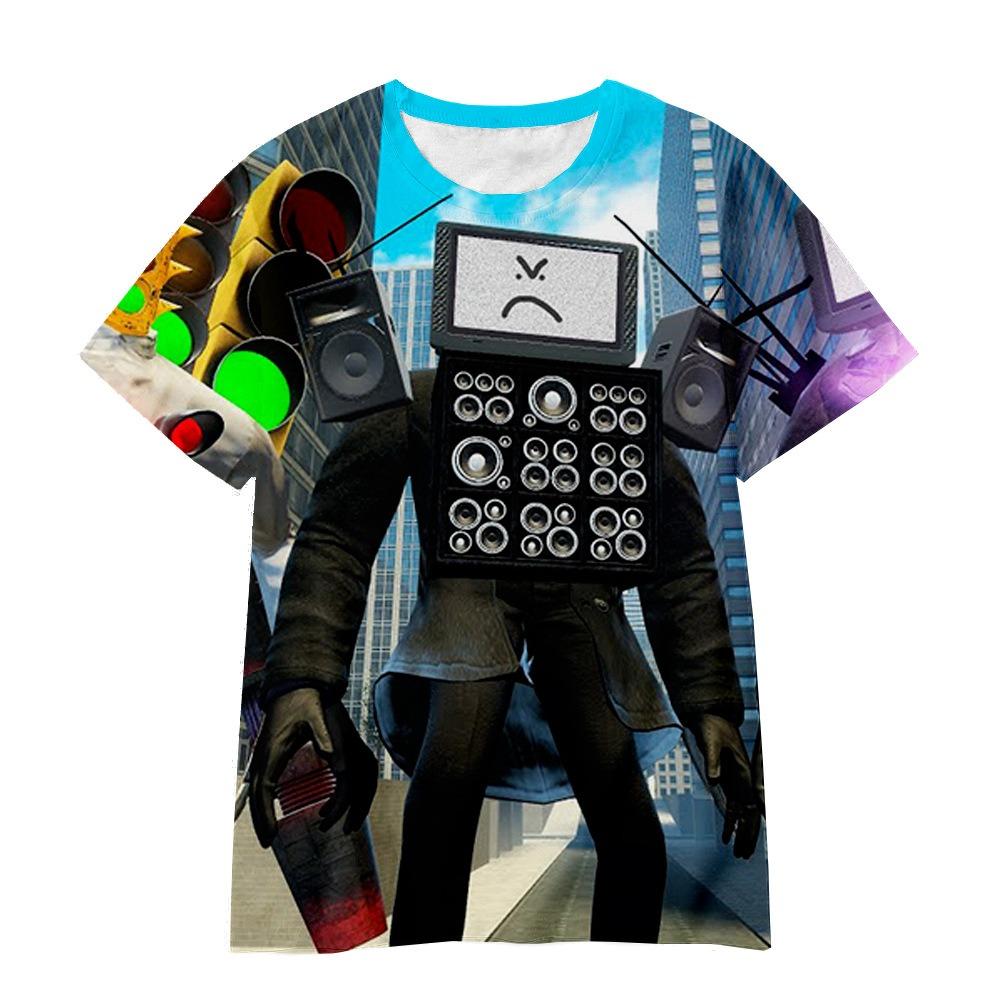 Cartoon Animation Surveillance Man Toilet Man TV Man Funny Cartoon Series 3D Printing Casual Loose Children's Clothing T-Shirt