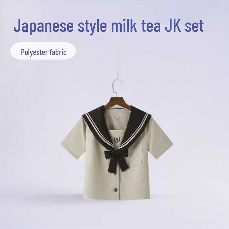 

Матросский костюм Молочный чай в японском стиле: Комплект школьной формы JK с длинным рукавом для весны/осени XXL