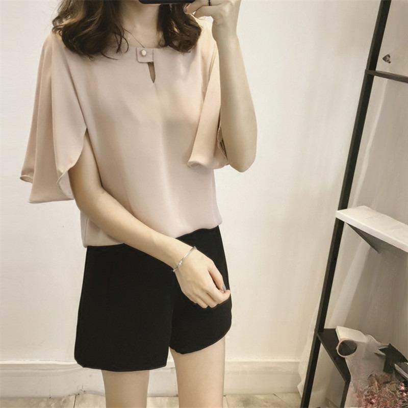 

Spring and Summer Plus Fat Plus Size Women s Fat MM Loose and Thin Short-sleeved T-shirt Tops Women s Chiffon Shirts 4XL рожевий