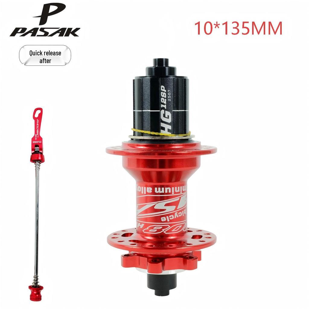 32-Hole Mountain Bike Rear Hub, Four-Bearing, Quick Release Thru-Axle, Six-Bolt Disc Brake, Six-Pawl Cassette Freehub