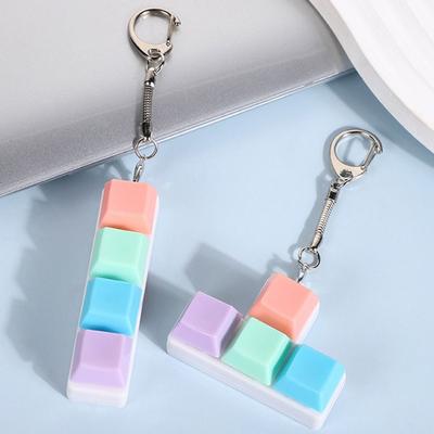 Creatve 4 Keys Fidget Keychain Keycap Stress Relief Clicker Toy Pendant Key Button Pass The Time Finger Keyboard Cap for Adult