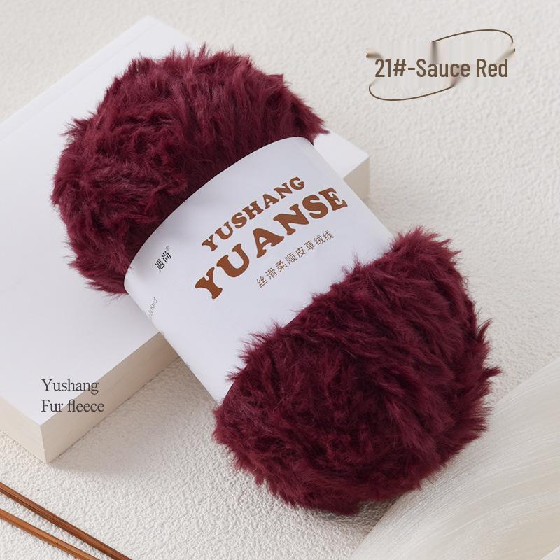 Плюшевый вязаный шарф и шапка: Искусственный мех норки, Кроличий мех, Толстая пряжа