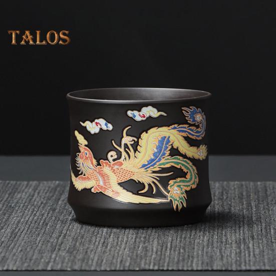 Teapot Chinese Dragon Phoenix Auspicious Zisha Clay Gongfu Tea Kettle for Loose Tea Hand-made Tea Pots with Unique Color-changing Effect Tea Lover's