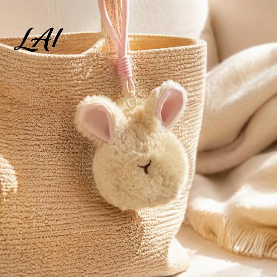 Woven Bracelet Ornament Plush Animal Keychain Soft Stuffed Pendant with Braided Cord Round Cute Collectible Accessory Bunny Sheep Charm for