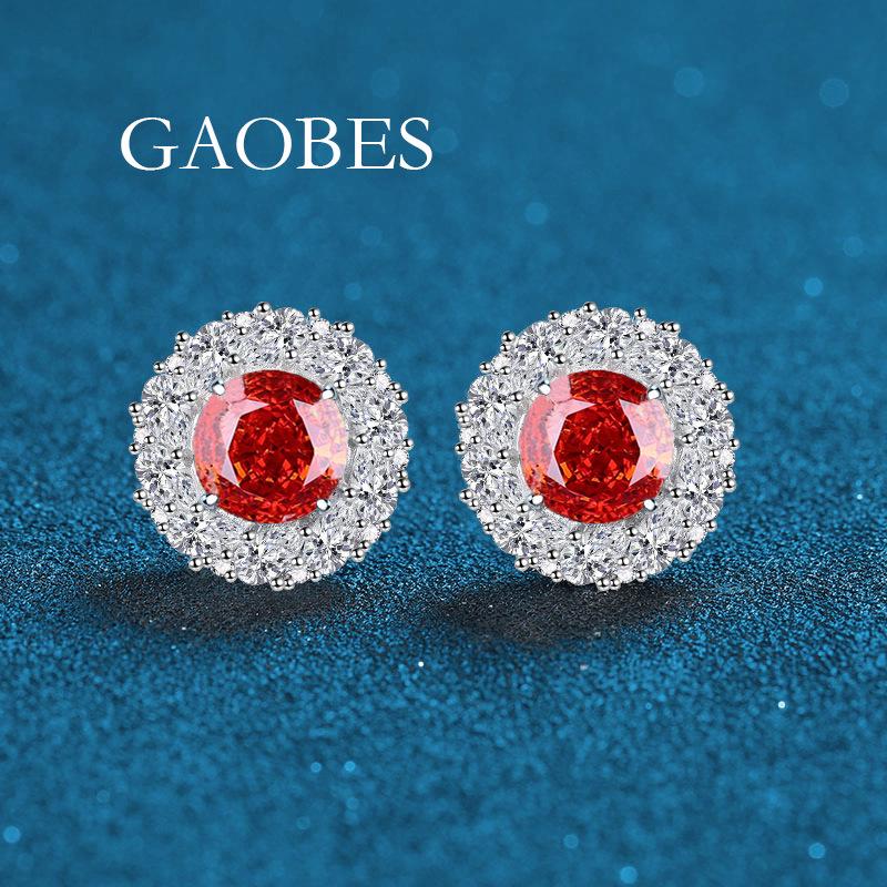 European S925 Sterling Silver Ice Flower Stud Earrings in 5 Colors (Green, Blue, Yellow) for Women - Light Luxury Temperament. S925 Sterling Silver