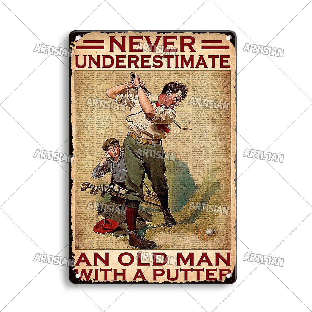 Artisian Golf Golfer Metal Sign Sport Tin Plaque Vintage Decorative Poster Wall Decor Garage Bar Pub Club Hotel Cafe Kitchen