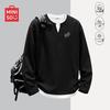 MINISO Men's Casual Waffle Knit Long Sleeve V-Neck T-Shirt