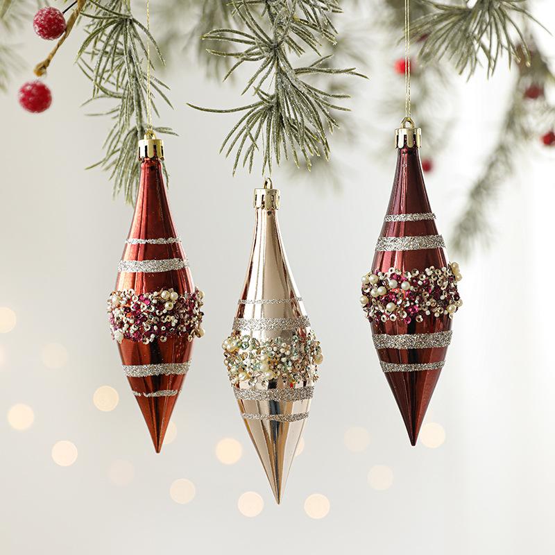 Creative Gorgeous Glitter High-End Christmas Ornaments Sparkling Champagne Brown Screw Christmas Tree Decor Hanging Accessories