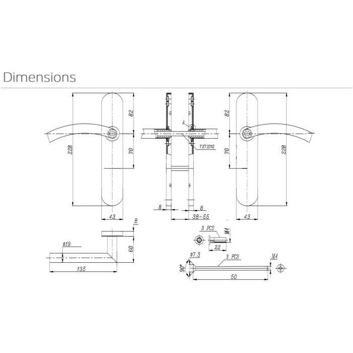 Ensemble de poignées - bricard - 666473 - inox - plaque tempo classic - porte d'entrée